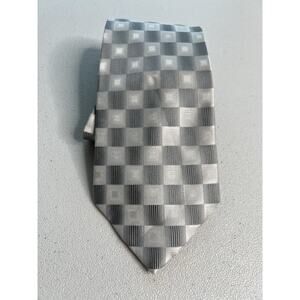 Belisi Gray Geometric Pattern 100% Silk Handmade Tie NWOT